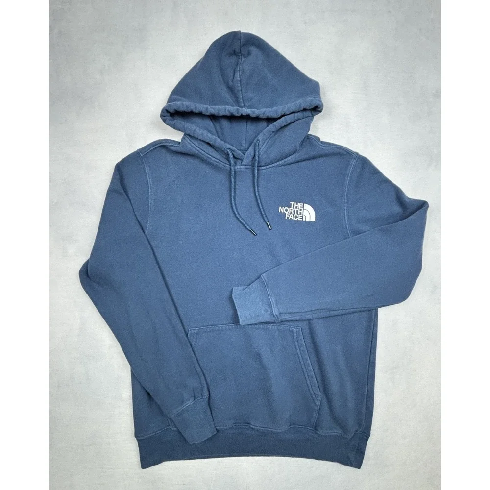 The‎ North Face Hoodie Mens Medium Blue Graphic Half Dome Logo Pullover M
